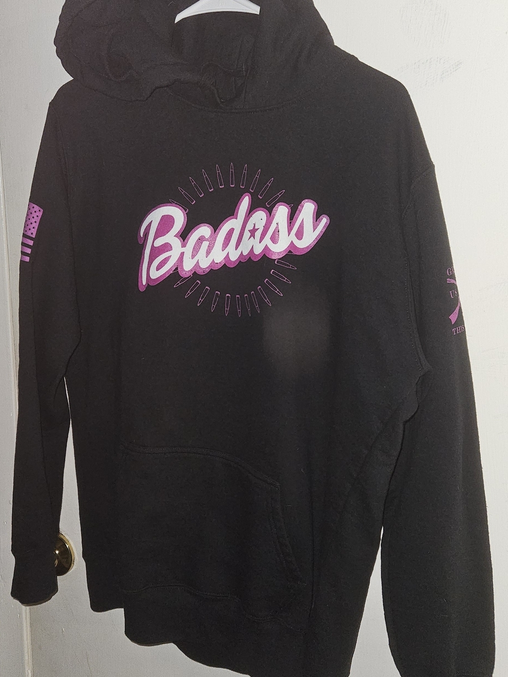 Grunt Style Black Hoodie with Pink 'Badass' Script